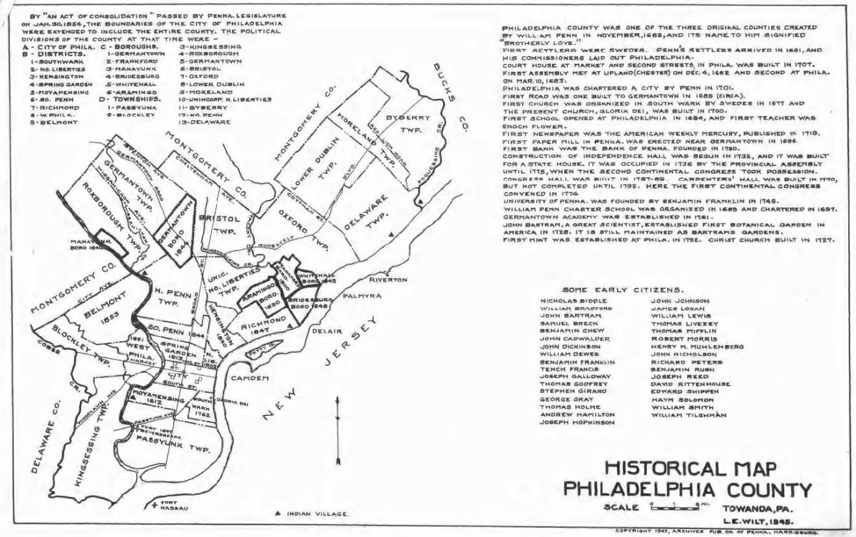 Philadelphia county نقشه