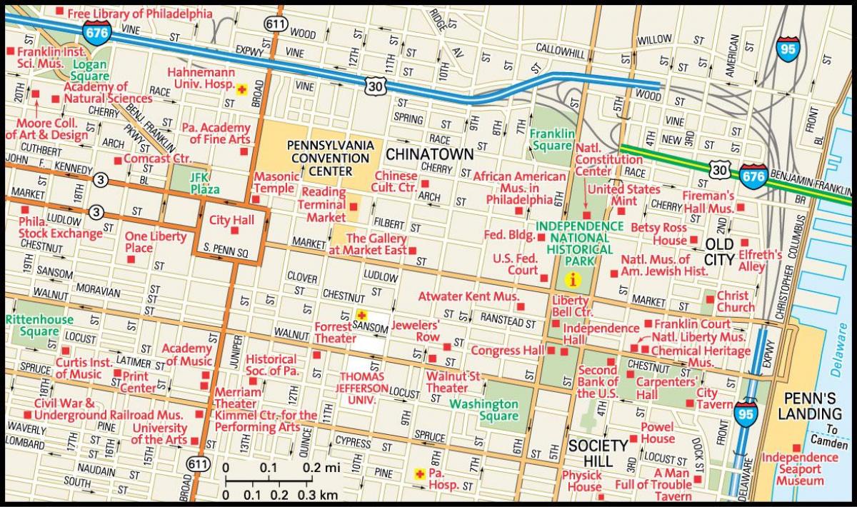 نقشه از مرکز شهر فیلادلفیا